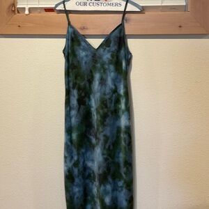 wild fable Blue and Green Tie-Dye Slip Midi Dress